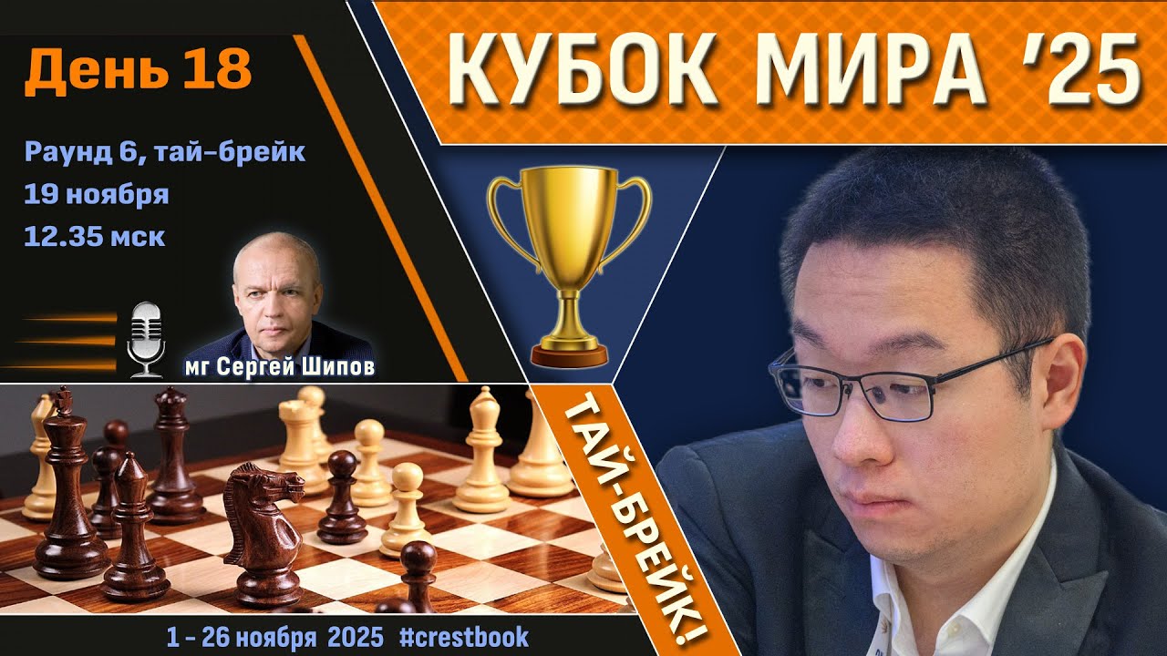 Кубок Мира 2025 🏆 День 18 [1/4, тай-брейк] 🎤 Шипов, Филимонов ♛ Шахматы