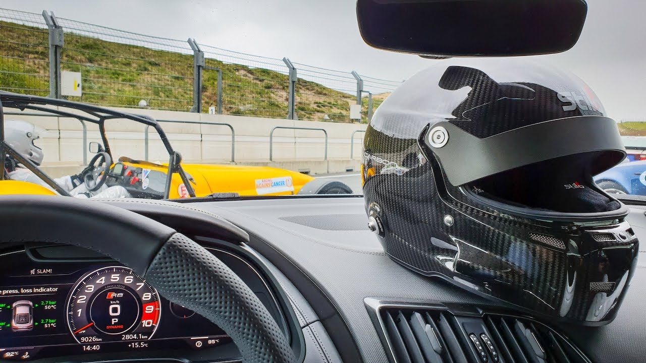 DRIVING AUDI R8 RWS ON WET RACE TRACK + NEW HELMET!