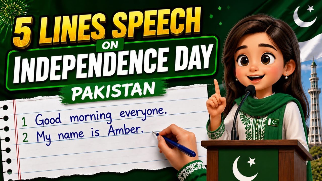5 Lines Speech on Independence Day 14 August | Easy Speech | Pakistan Independence Day Speech