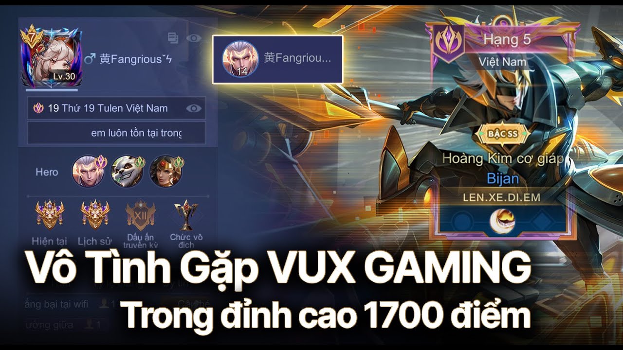 V&ocirc; T&igrave;nh Gặp Anh VUXGAMING Tr&ecirc;n Đỉnh Cao 1700Điểm : Đụng Độ 2 Th&aacute;ch Đấu M&ugrave;a Trước....................