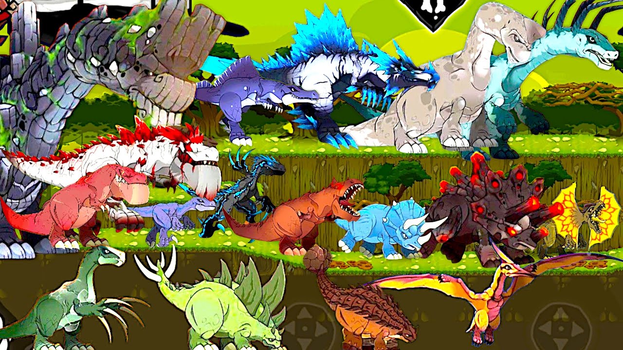 ALL DINOSAURS ANIMATIONS & POWERS - DINO RUMBLE JURASSIC WARS