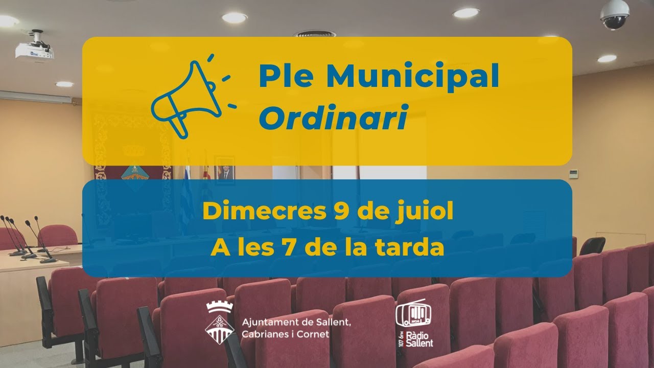 Sessió plenària ordinària dimecres 9 de juliol de 2025