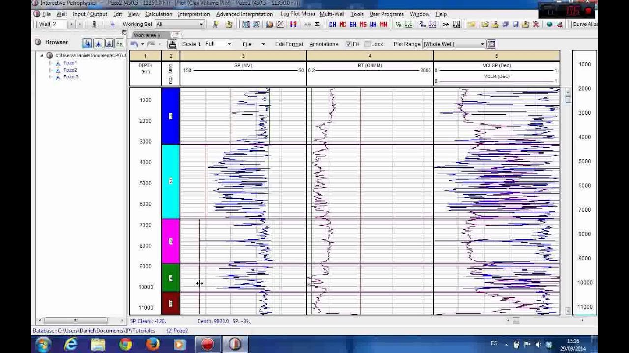 IP Tutorial [Interactive Petrophysics] Volumen de arcilla, Porosidad y Sw