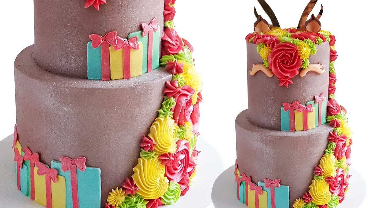 2 tier Reindeer Christmas Cake Tutorial- Rosie's Dessert Spot
