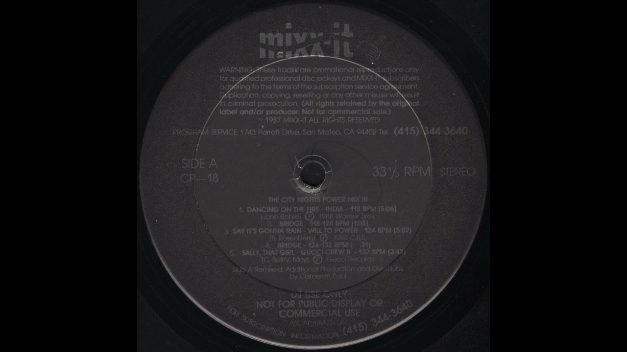 MIXX-IT 18: CITY NIGHTS POWER MIX III * Cameron Paul * Mixx-It Records CP18 * 1988