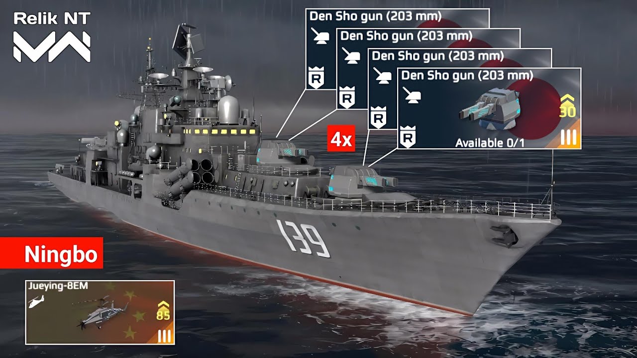 CN Type 956EM Ningbo - 4x Cannon + Smoke + Nice Heli🔥 Modern Warships 