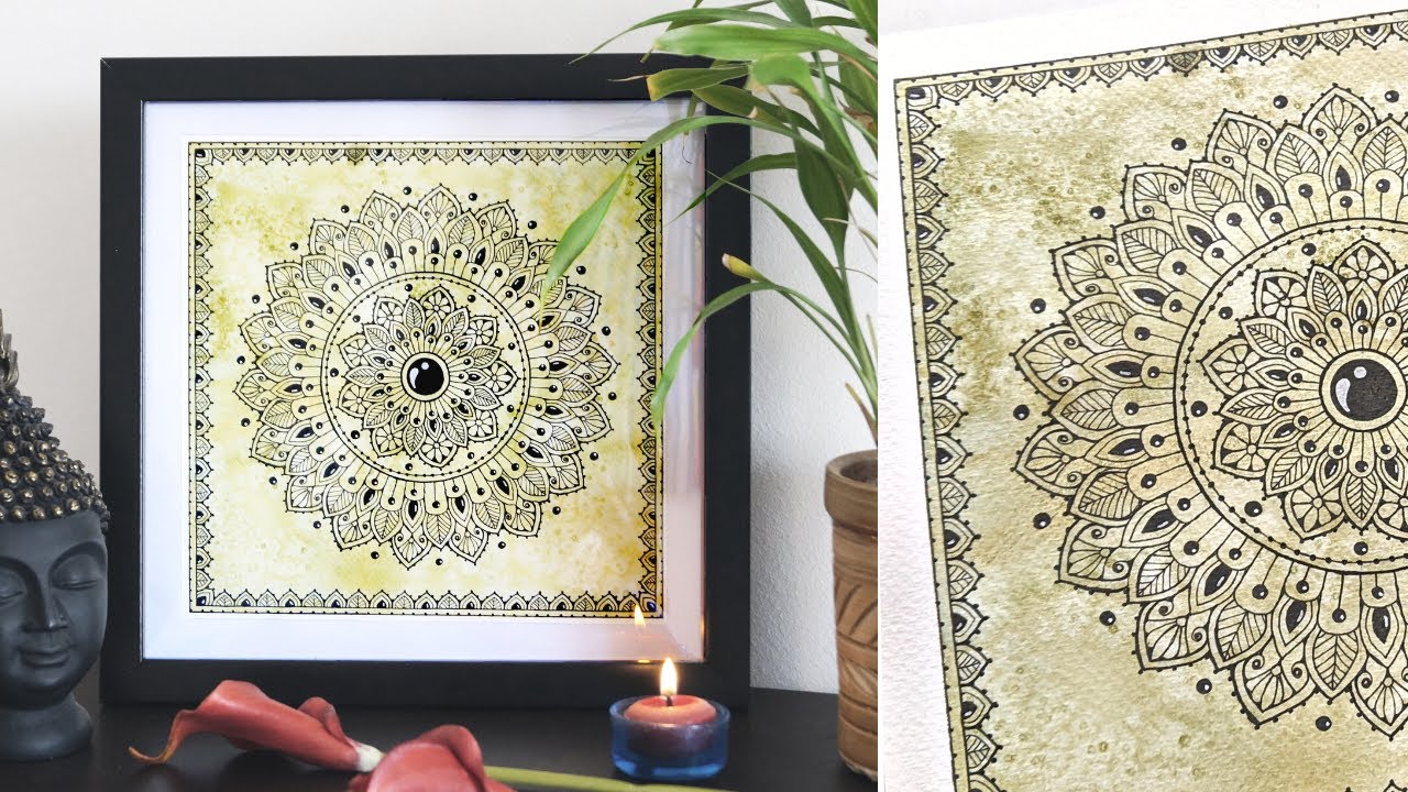 How to draw MANDALA ART for beginners || Mandala in watercolor || step by step tutorial