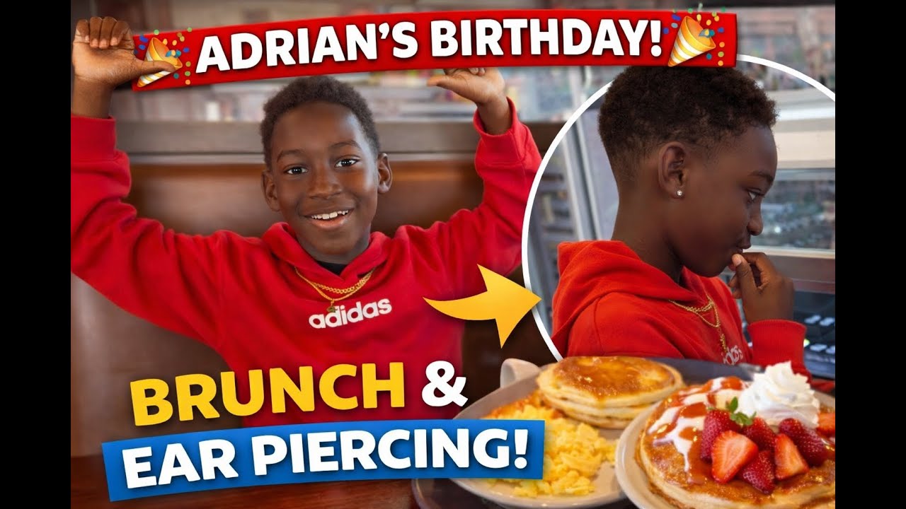 Adrian’s Birthday Brunch 🎉🥞 + First Ear Piercing 💎 | Mom Life Vlog