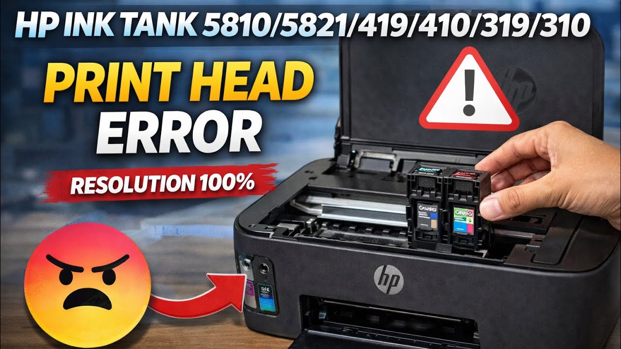 How To Fix HP Ink Tank 310/410 Series Print head Alert Light | HP Ink Tank 310/410 Cartridge Error