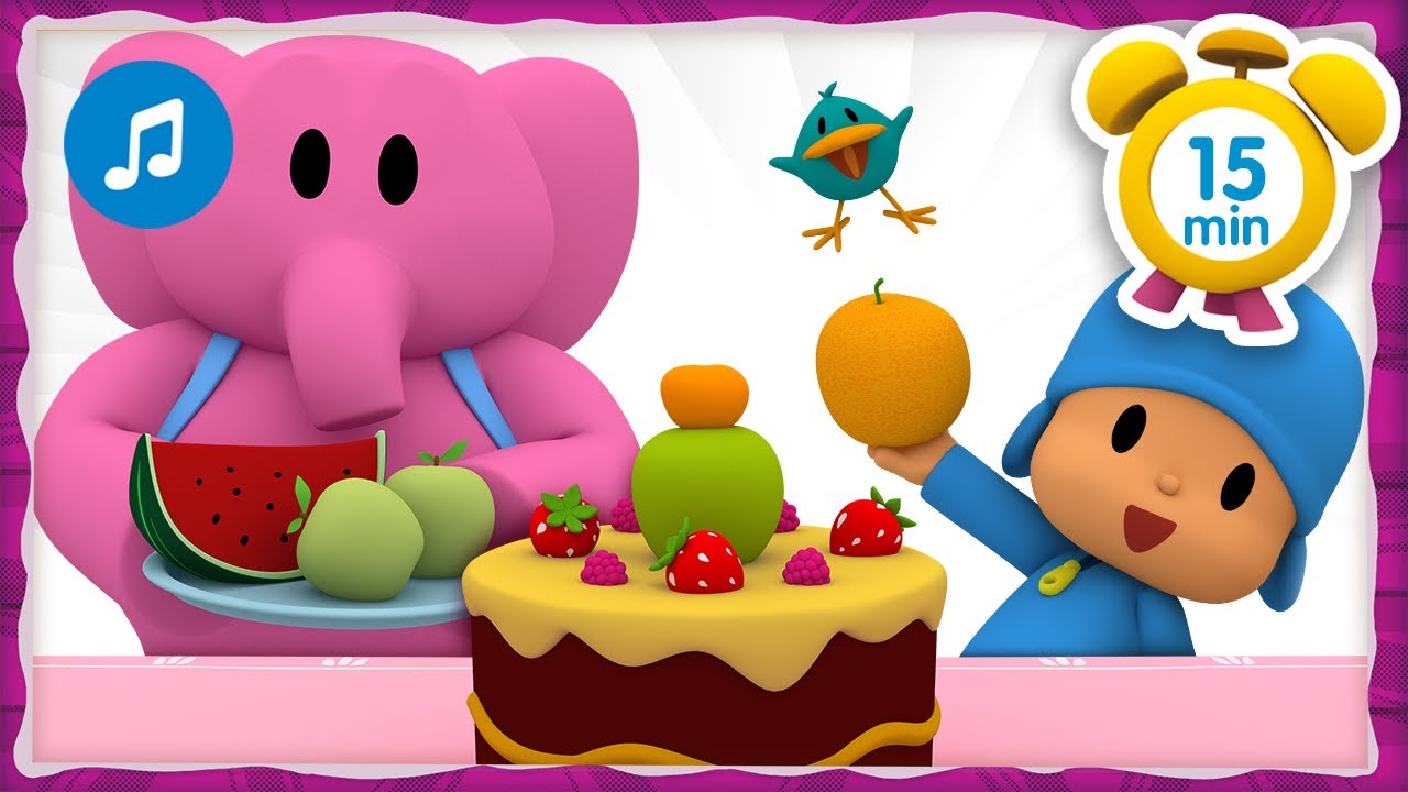 🍌🧁 FRUIT CAKE SONG + More  Nursery Rhymes & Kids Songs [ 15 minutes ] | Pocoyo