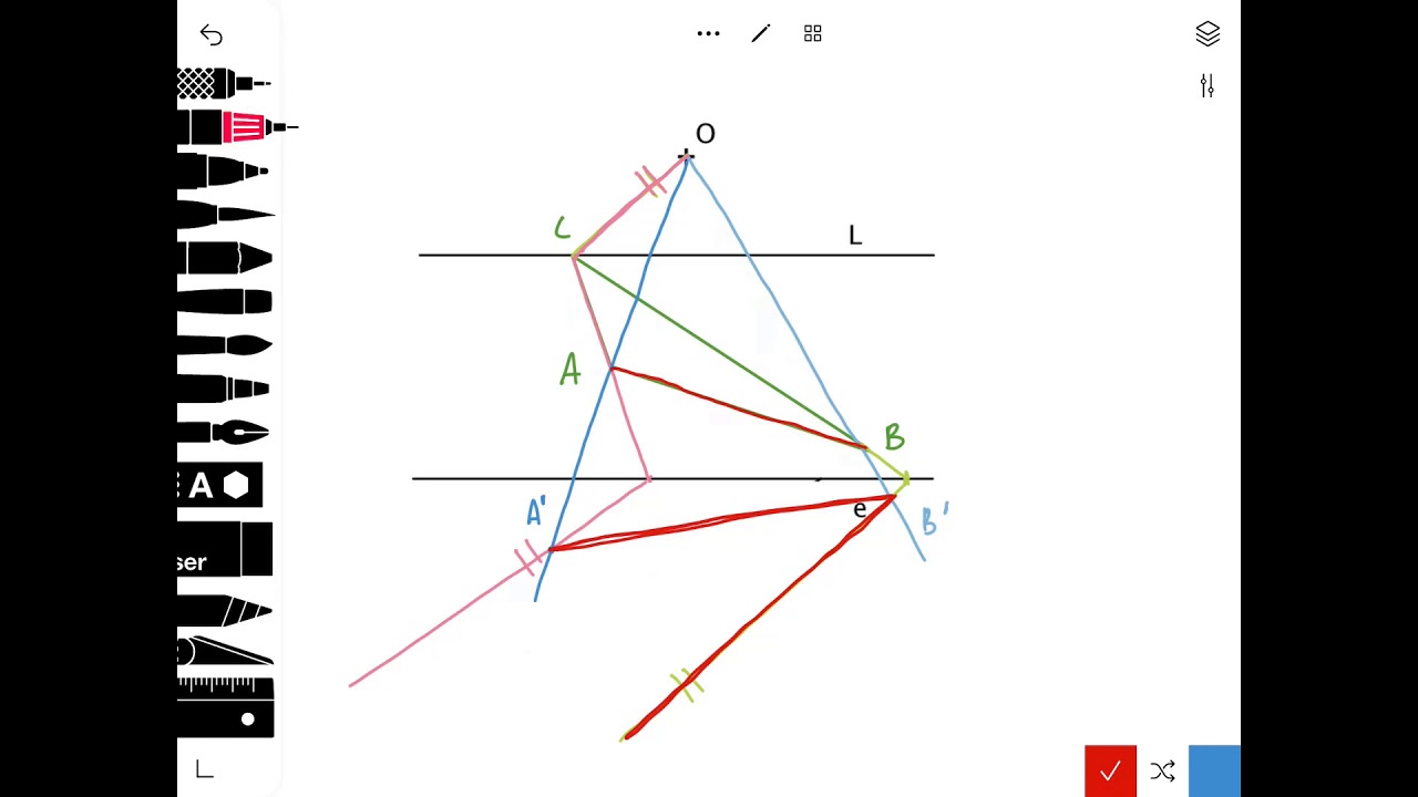 Homologia de una figura con el vertice en la recta limite