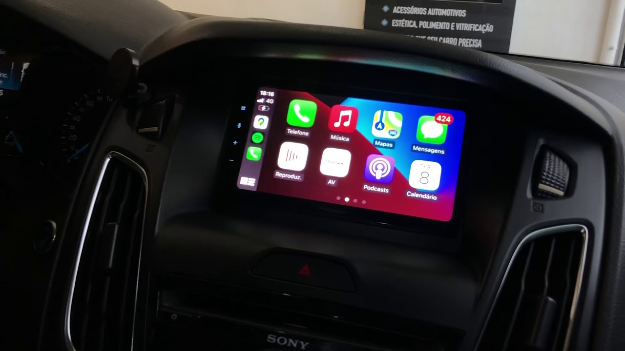 Ford Focus 2015 - Central CarPlay + Android Auto + Youtube (sem fio) - ArtsomAuto