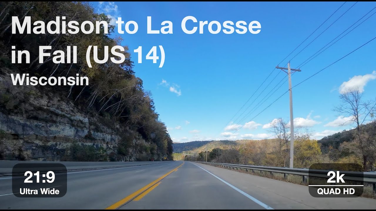 Madison to La Crosse in Fall (US 14) | 21:9 Aspect Ratio, 2k QHD Resolution