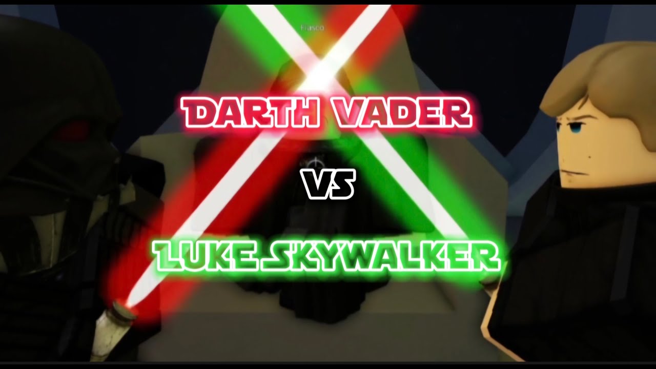 Darth Vader vs Luke Skywalker in Roblox saber Showdown.