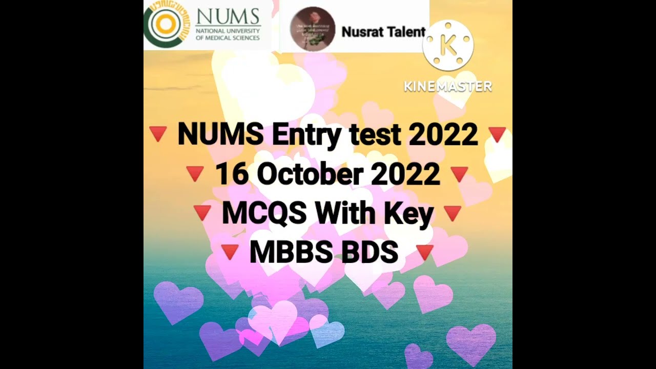 NUMS Entry Test 2022 | 16 October 2022 | MCQS with key | MBBS BDS and OtherDepartments #subscribe