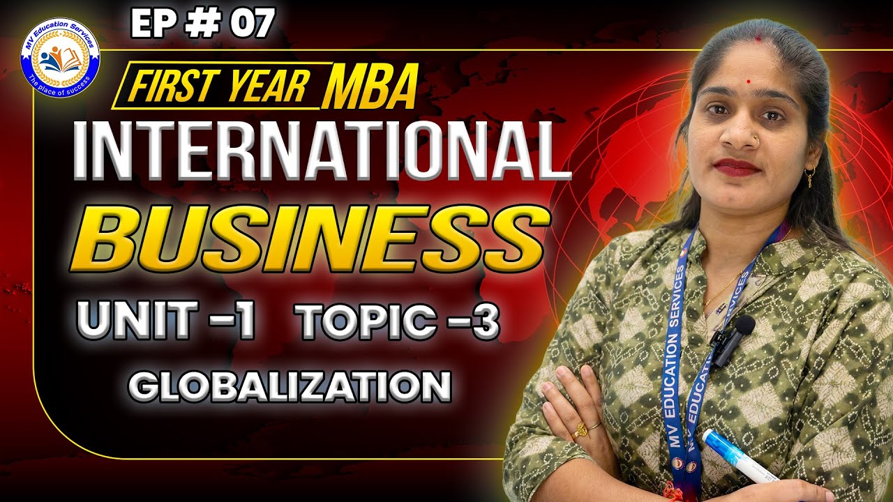 📘 Globalization | International Business | MBA First Year | Unit 1 (Topic 3)