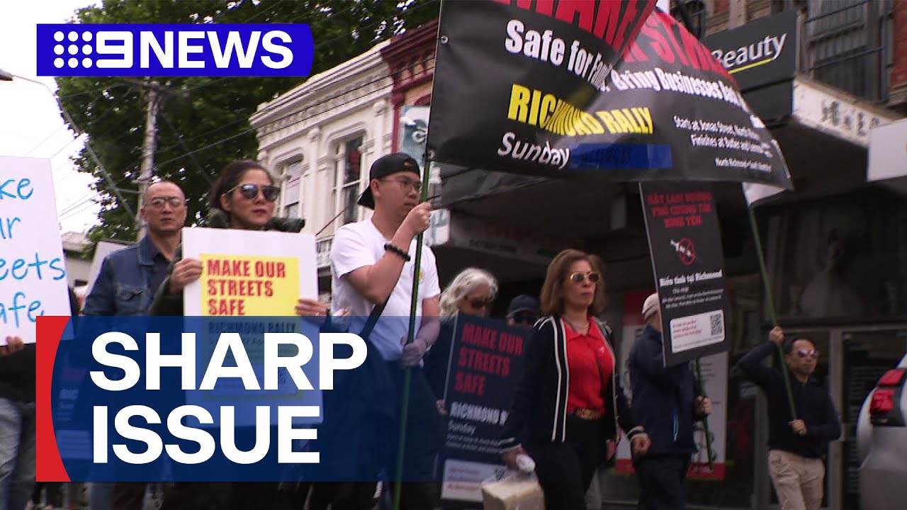 Richmond residents rally against safe injecting room | 9 News Australia