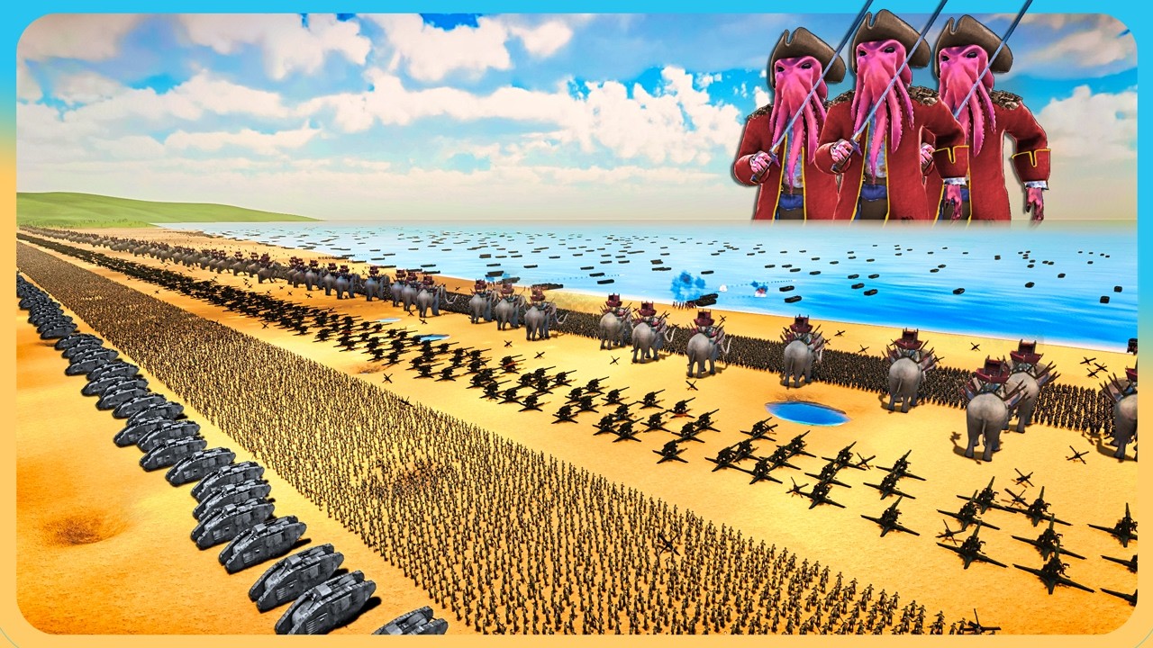 4 Million Squid Men Invade All-Era Defenders' Beach - Ultimate Epic Battle Simulator 2 UEBS 2 (4K)