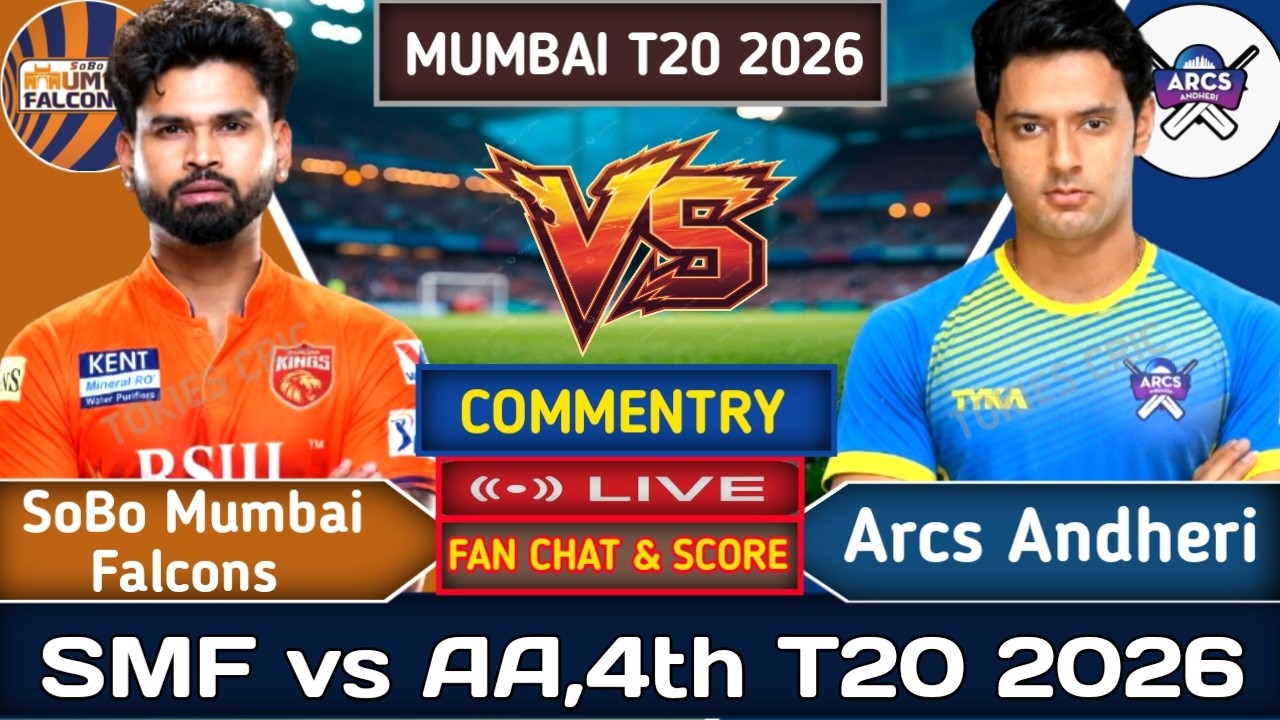 🔴SoBo Mumbai Falcons Vs Arcs Andheri | SMF vs AA,4th T20 | Live Score & Fan Commentry