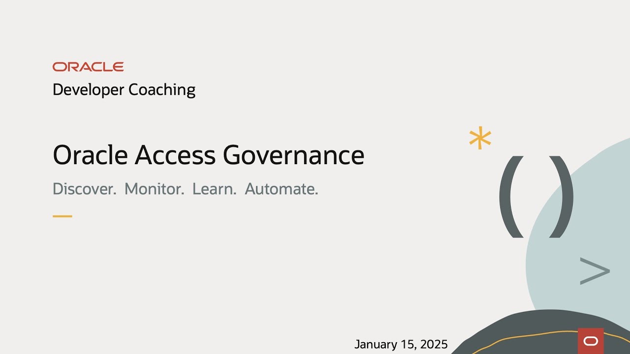 Developer Coaching - Oracle Access Governance
