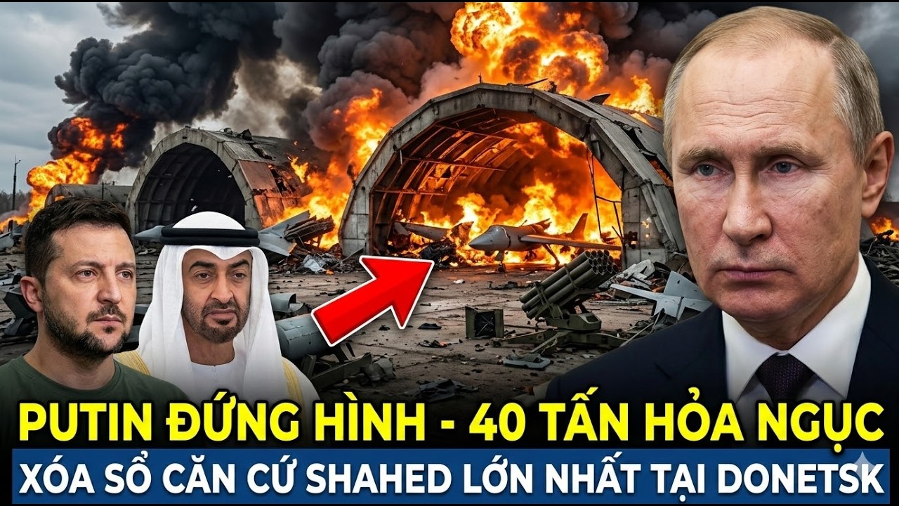 PUTIN ĐỨNG HÌNH: Ả Rập bắt tay Ukraine - 40 tấn hỏa ngục xóa sổ căn cứ Shahed lớn nhất tại Donetsk