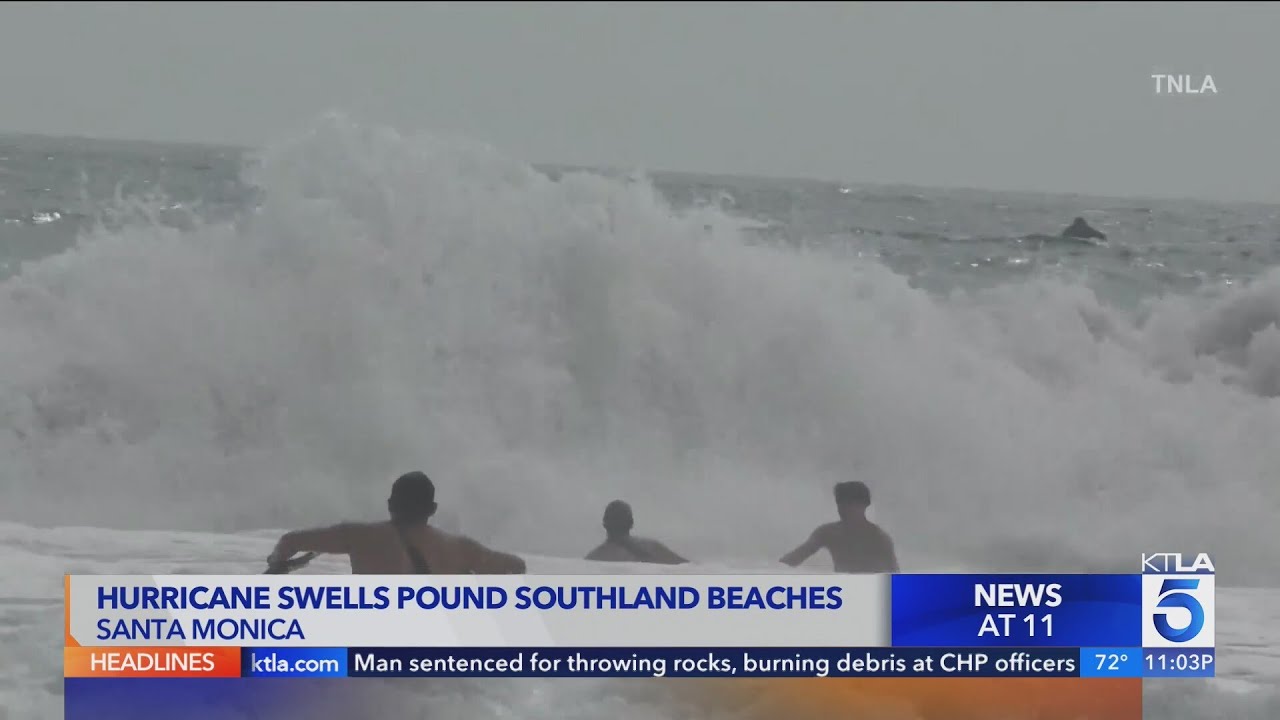 Hurricane swells pound Southern California beaches