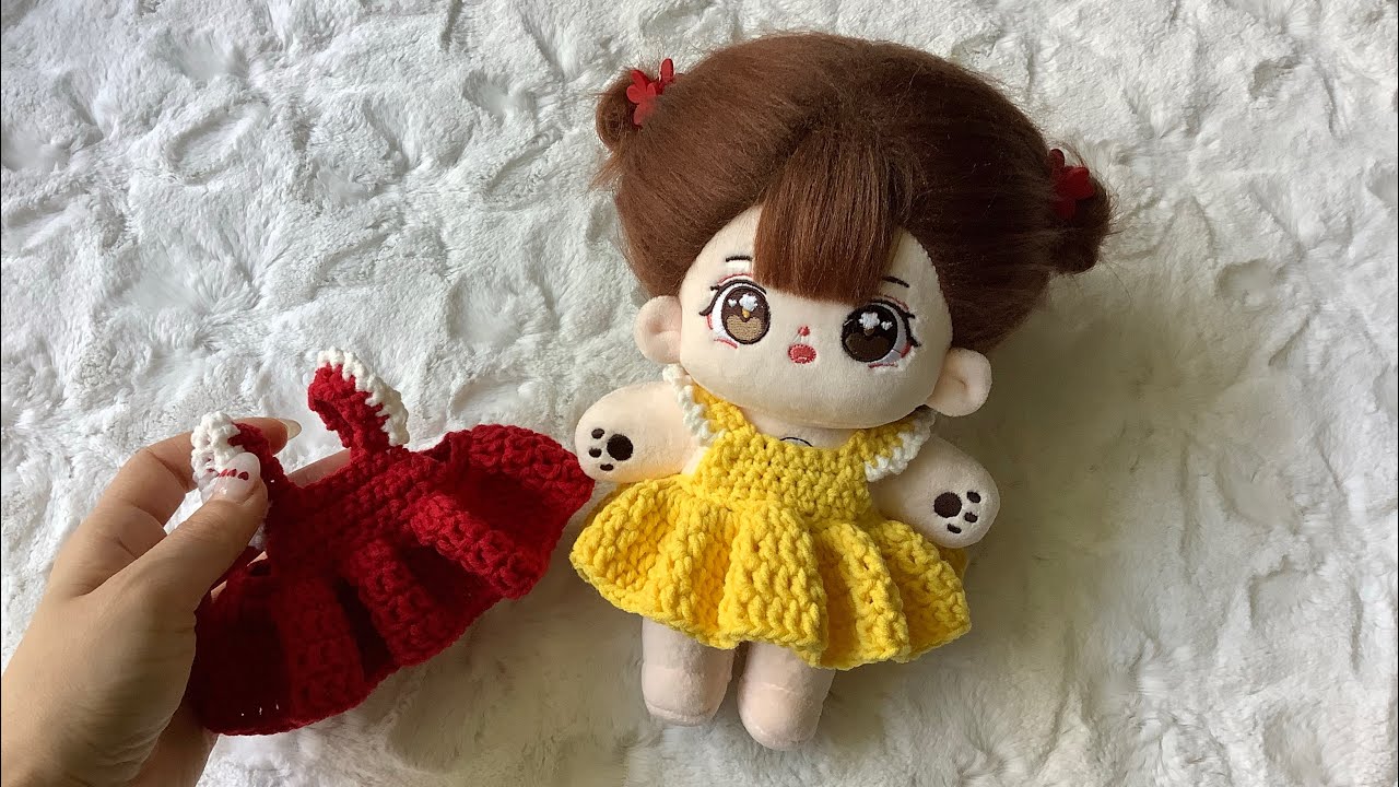 20cm 솜인형 코바늘 멜빵치마 만들기 / 20cm 인형옷 / 코바늘 인형옷