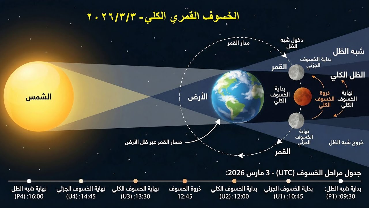 خسوف القمر الكلي في برج العذراء 3/3/2026