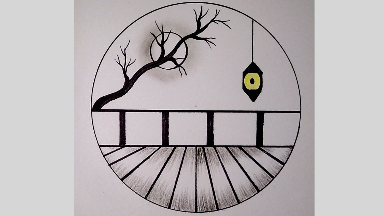 Circle Drawing Tutorial with Pencil | Circle Scenery drawing | How to draw a circle drawing