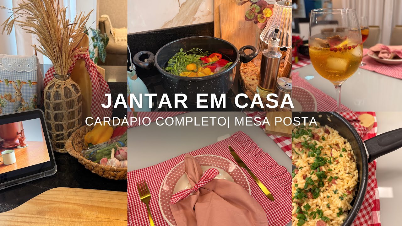 SÁBADO EM CASA| Fiz um jantar delicioso, risoto de bacon, sobremesa e montei uma mesa posta linda ✨