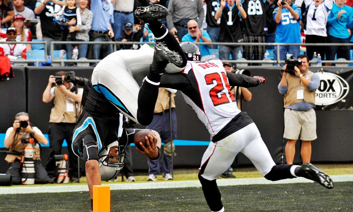 Cam Newton runs 72 yards & FLIPS into the end zone vs. Falcons in 2012