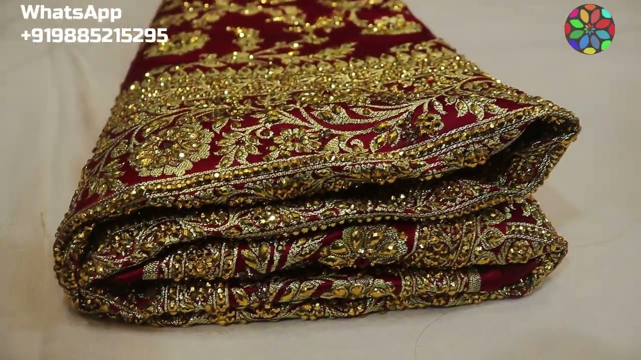 AR-1547 “The Sangria Red” Premium Banarasi Saree||Silk||Golden Zari||Crystals||Acrylic Stones