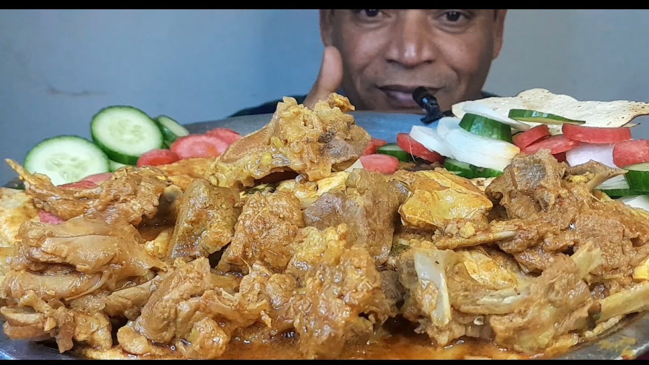 2.KG MUTTON NELLI MIX SPEAR PARTS & MUTTON CHAAP CURY BHIGI ROTI/ PAPAD, SELAD REAL MUKBANG EAT SHOW