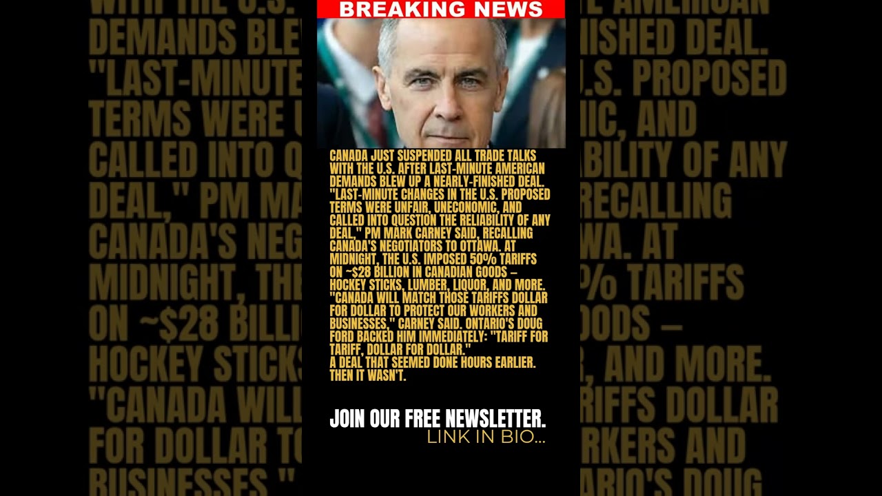 BREAKING: Canadian PM Mark Carney suspends all trade negotiations with the U.S. after &ldquo;unfair deal