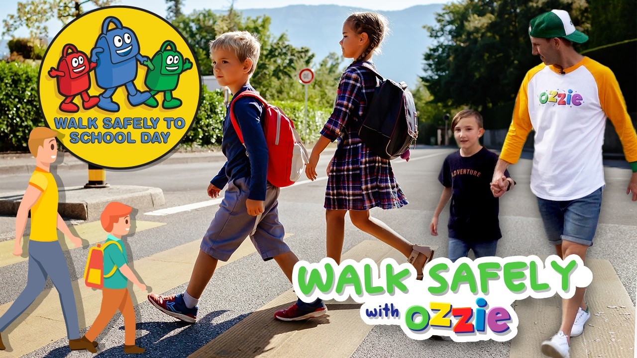 Walk Safely To School Day for Kids & How to Cross the Road Safely | Educational Video with Ozzie