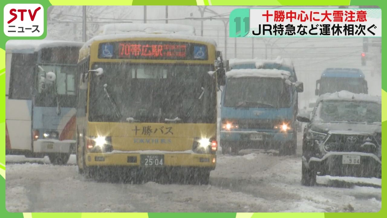 多いところで降雪40センチ　十勝南部は雪が降り続く見込み　ＪＲは特急など50本運休　北海道