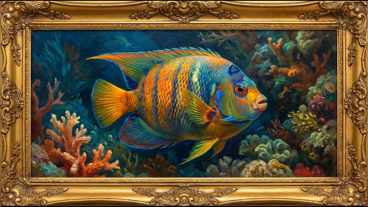 12h Peixe Art Painting | Frame TV Art 4K | Serene Ocean Artwork