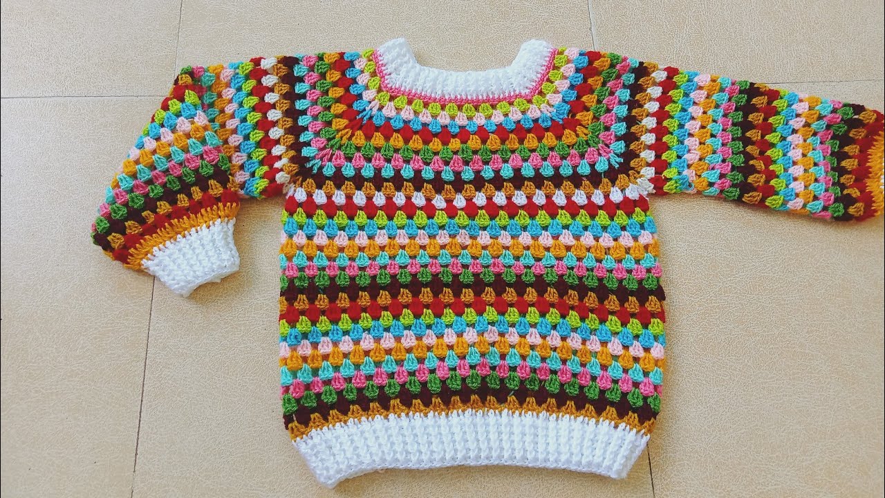granny stitch sweater for girl or boy for (10 year old) (subtitles available)