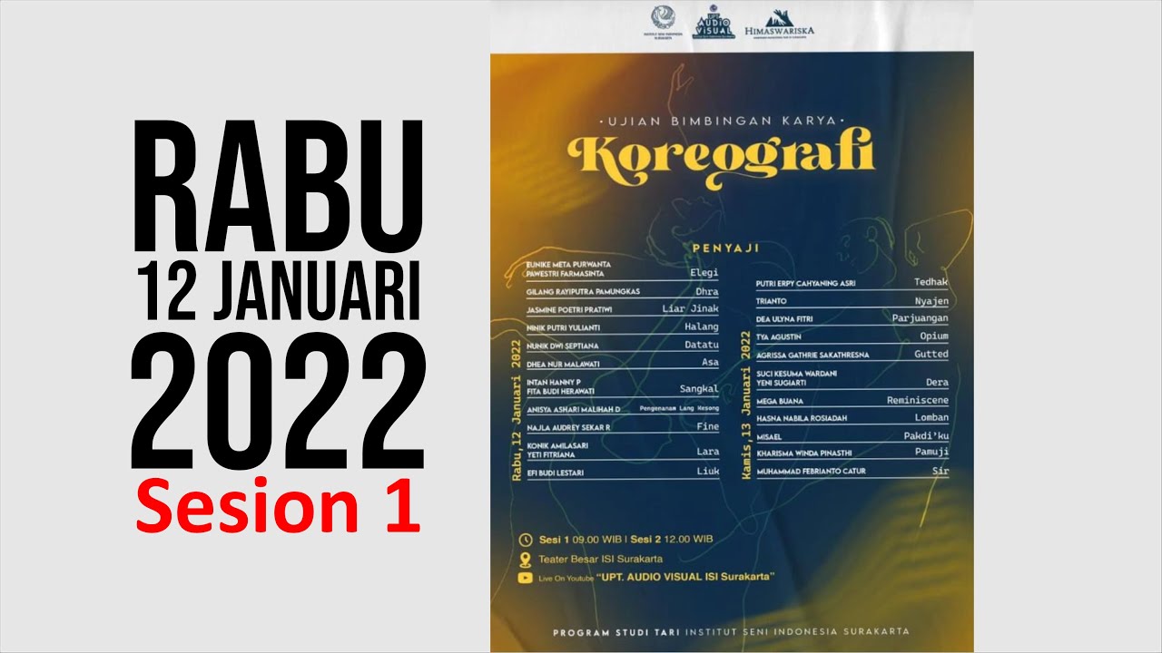Ujian Bimbingan Karya Koreografi Prodi Tari ISI Surakarta - Sesion 1