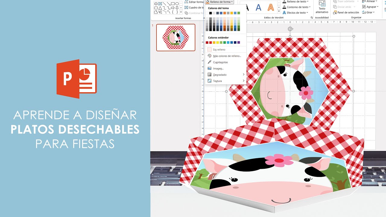 DISEÑA PLATOS PORTABOCADITOS para celebración de FIESTAS INFANTILES  personalizados en PowerPoint