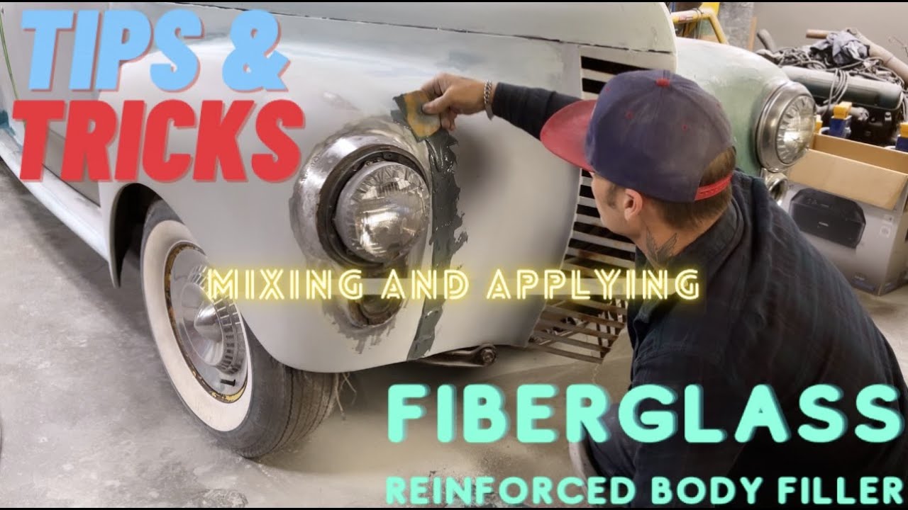 1940 PLYMOUTH: APPLYING FIBERGLASS REINFORCED FILLER OVER ALL WELDS
