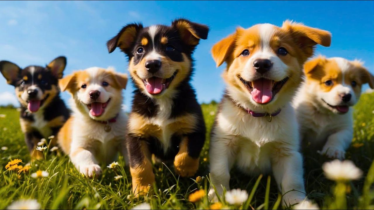 Beautiful Dogs Playing Outdoors on the Lawn – Relaxing Sounds of