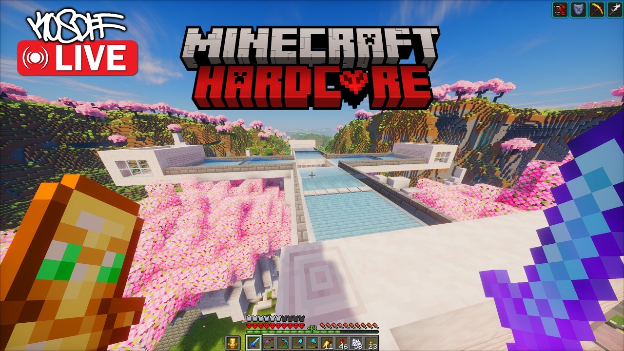 🔴LIVE! 🌲FINISHING my UGLY TREE IRON FARM in HARDCORE MINECRAFT 🌲