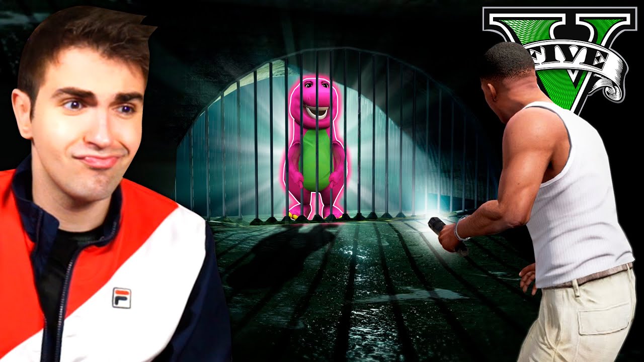 SE ME APARECE *BARNEY* en LAS ALCANTARILLAS de GTA 5 !! 🔴🦖