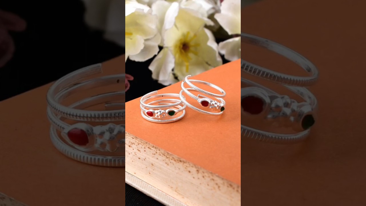 Stylish silver toe ring design 2023 #viral #new #silver #beautiful design youtubeshorts