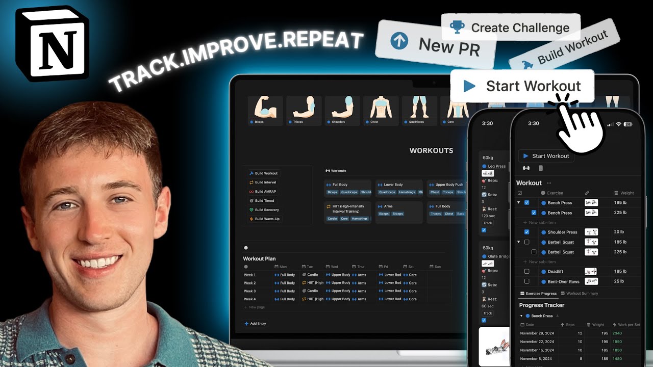The Ultimate Notion Workout & Fitness Tracker (Demo & Template)