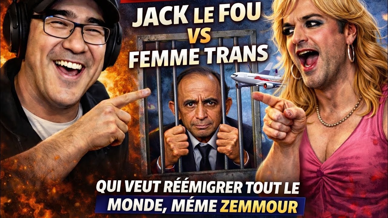 CLASH HILARANT 🤯 Jack le Fou VS femme trans qui veut R&Eacute;&Eacute;MIGRER TOUT LE MONDE (m&ecirc;me Zemmour !) 😂✈️