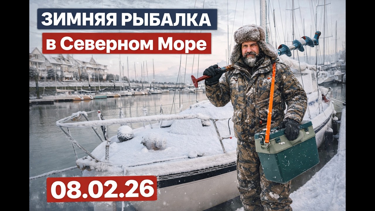 Зимняя рыбалка в Северном море — сделано в Clipchamp