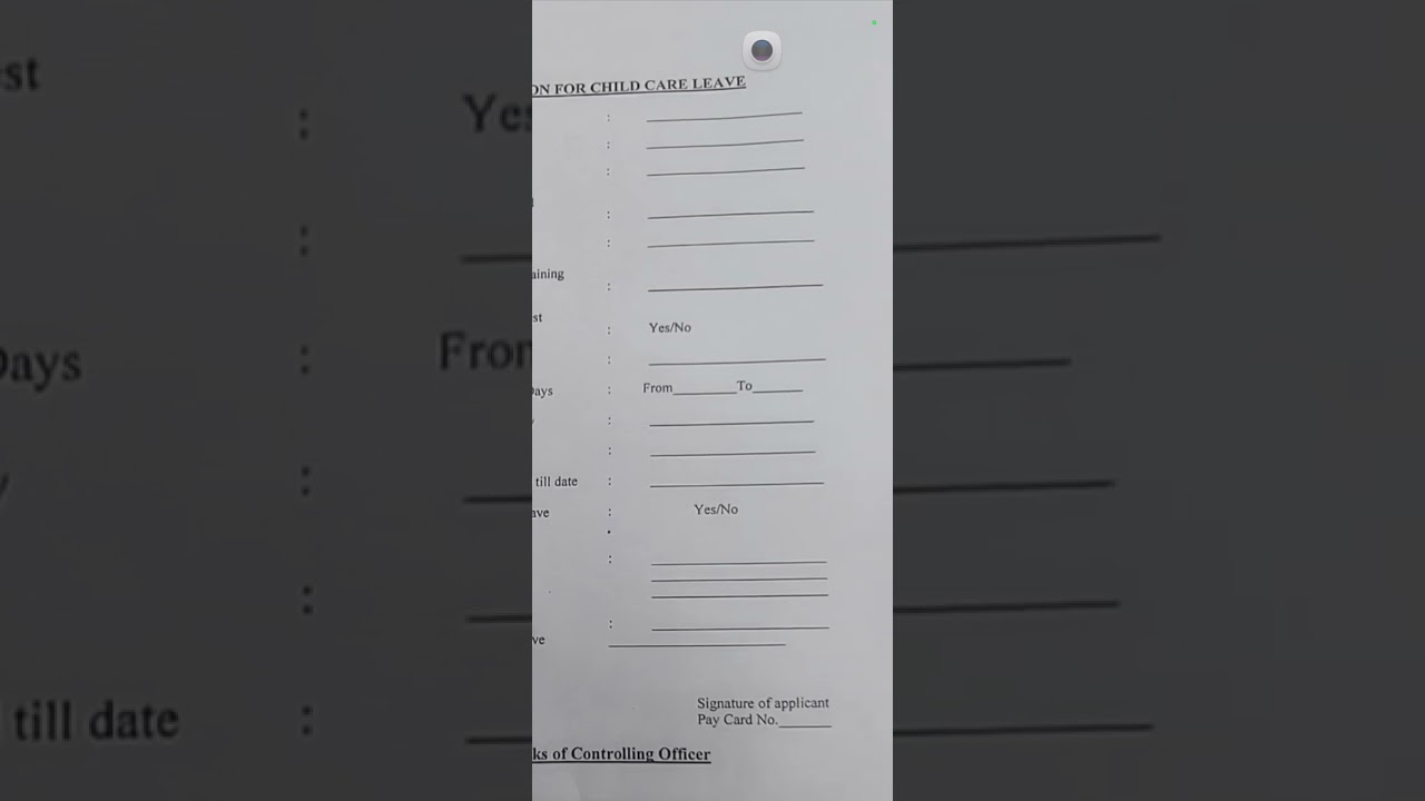 Application form of CCL  | CCL | CHILD CARE LEAVE