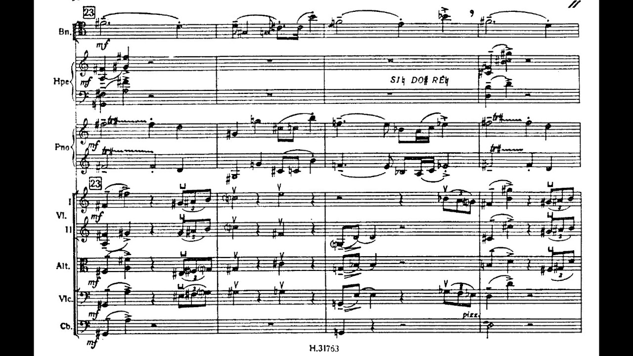 André Jolivet - Concerto for Bassoon, String Orchestra, Harp and Piano (1953-54) [Score-Video]